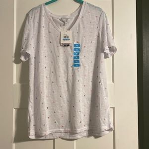NWT Ellen Tracy white v neck tshirt with anchors size XL